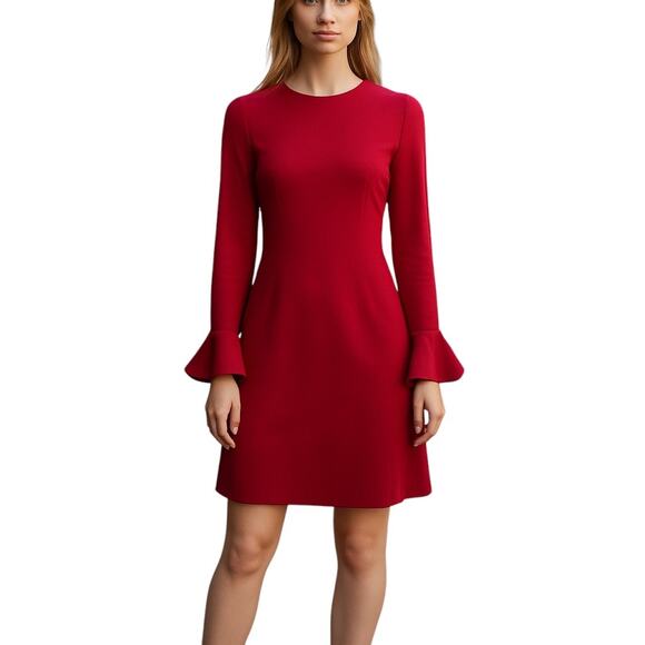 Calvin Klein Dresses & Skirts - Calvin Klein Bell Long SleeveOpen Back Shift Dress Size 4 Burgundy